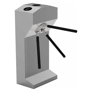 FENDROX vertical tripod turnstile TRL200 featuring robust stainless steel housing and bi-directional pedestrian access control for commercial buildings.